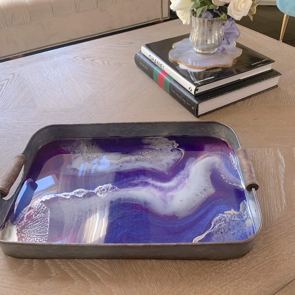 Rustic galvanized resin tray